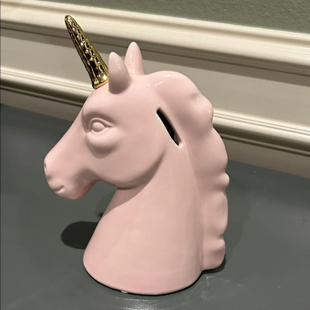 Pink Unicorn Ceramic Decor with Gold Horn